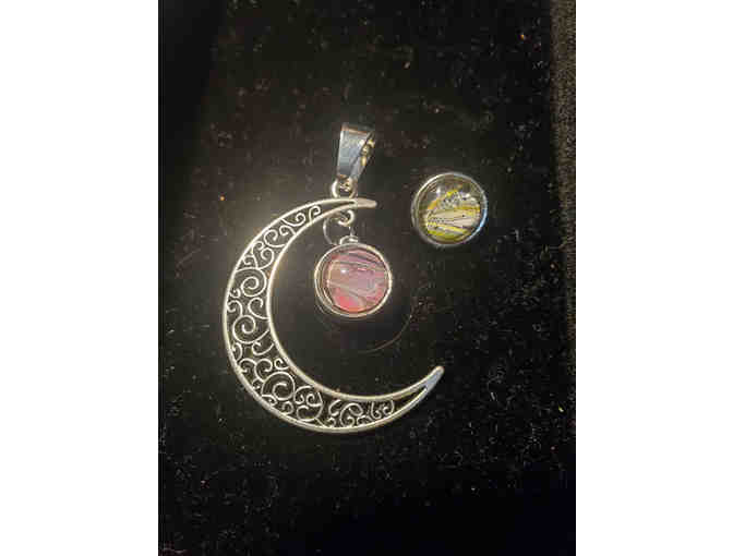 10-12mm Snap Jewelry Pendant + 2 snaps - Crescent moon