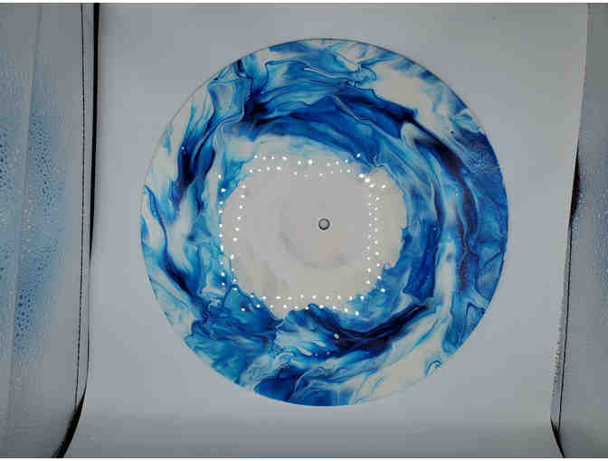 Acrylic Paint Poured - Vinyl Clock - Blue Wave