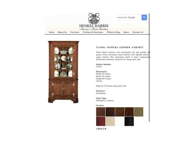 Furniture (1960 Vintage), Henkel Harris, Corner Cabinet (Original Receipts)