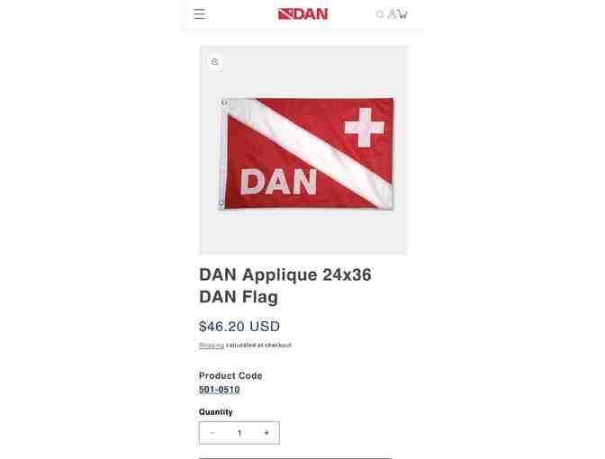 Diver Flag for Safety (DAN Scuba, Nylon) - Large 36'x 23' Waterproof