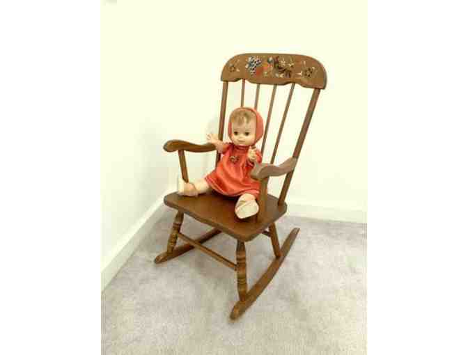 VINTAGE: Mid-Century (1950) - ROCKING CHAIR - Wood, Stencils, Kids, Dolls