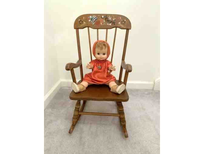 VINTAGE: Mid-Century (1950) - ROCKING CHAIR - Wood, Stencils, Kids, Dolls