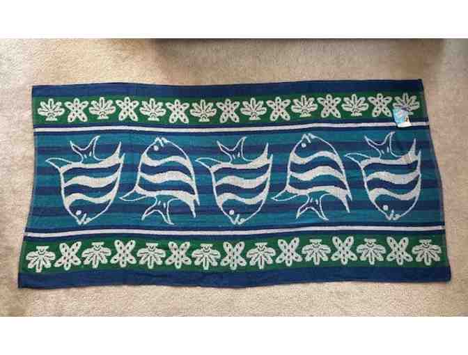 BEACH Towel (FISH, Aqua) - REVERSIBLE, Oversized 72' x 36'