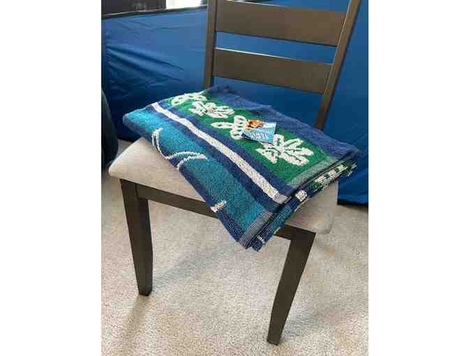 FISH: Beach TOWEL (Reversible, AQUA, Super-sized)