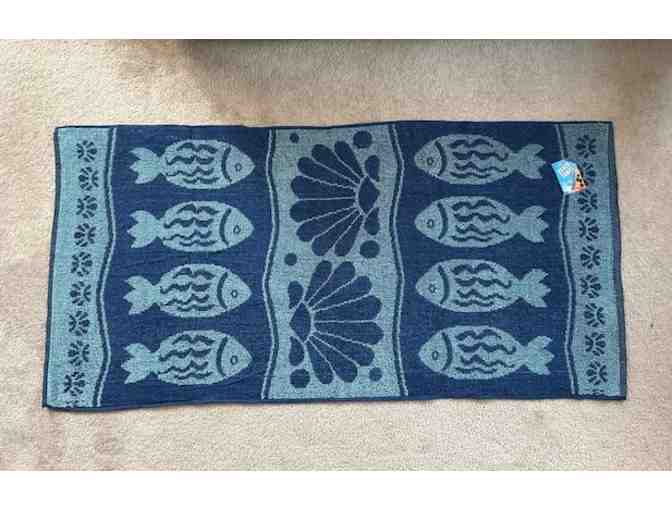 TOWEL: FISH (Reversible, Navy/Teal) - Oversized, 60' x 30'