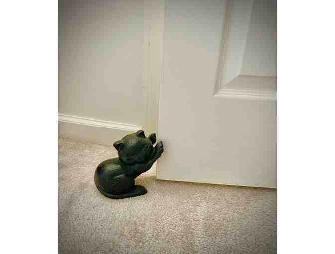 1 CAT (1920): DOORSTOP, Antique CAST IRON (Halloween Black Cat)