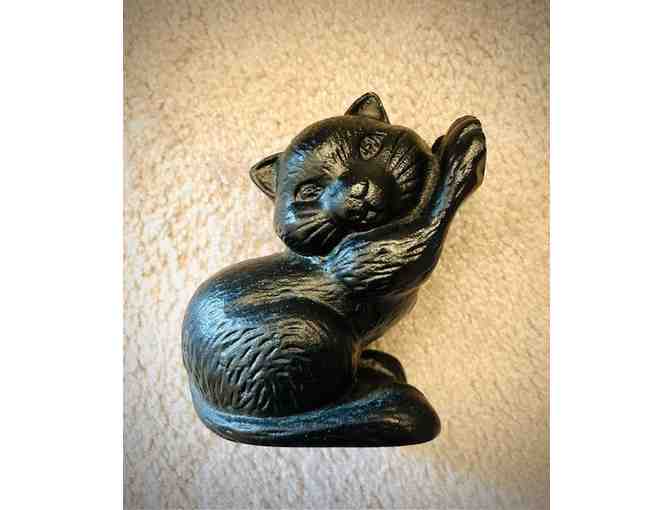1 CAT (1920): DOORSTOP, Antique CAST IRON (Halloween Black Cat)