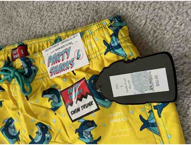Bathing Suit: YELLOW SHARK (New, Size Large, Party Sharks)