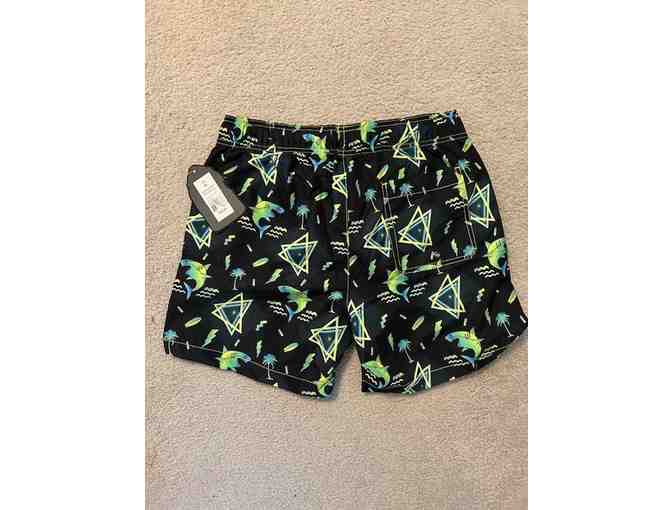 Swim Suit: SHARK (Blue/Yellow) - New, Size LARGE, Party Sharks)