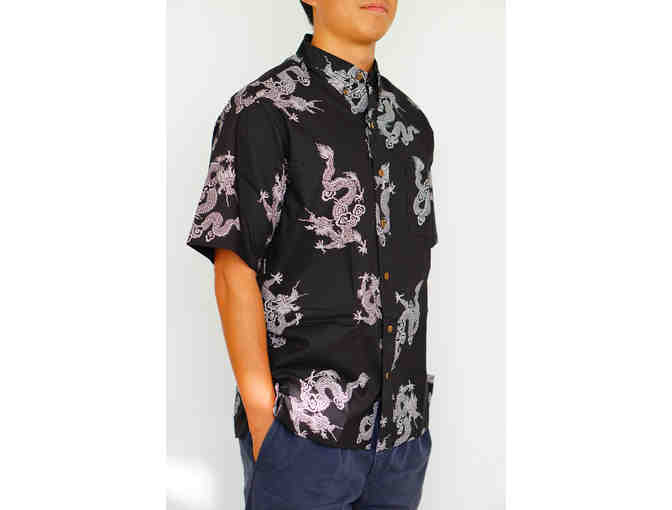 APPAREL: Sig Zane Men's Dragon Button Up Aloha Shirt (Size: M)