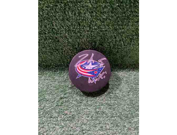 Autographed Columbus Blue Jackets #8 Zach Werenski Photo and Puck