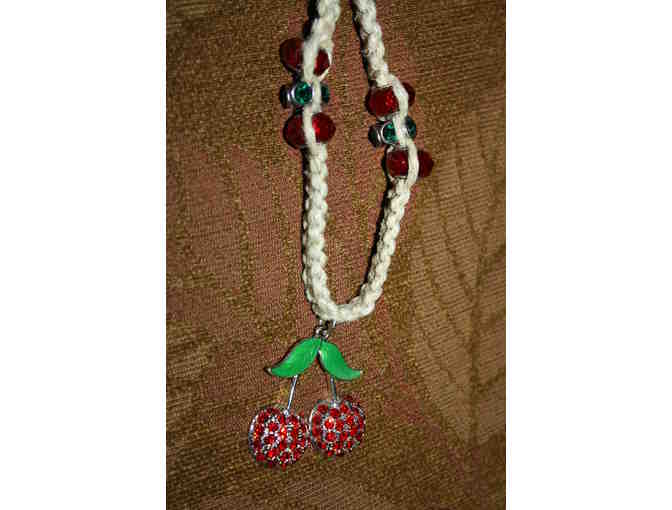 Hand-Made Cherry Medallion Hemp necklace