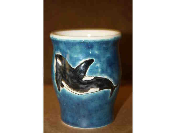 Hand-Made Orca Coffee Mugs, Hand Thrown, Hand Painted
