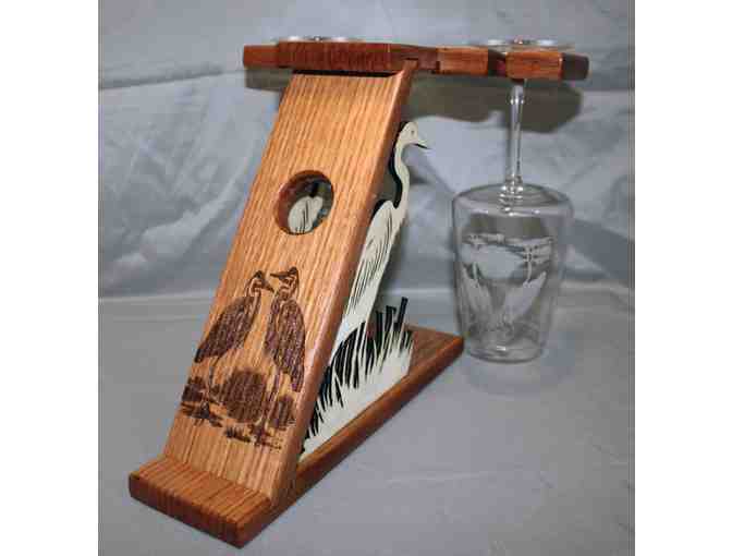 'Elegance in Balance' Heron Wine Rack, Glasses, and Coaster Set