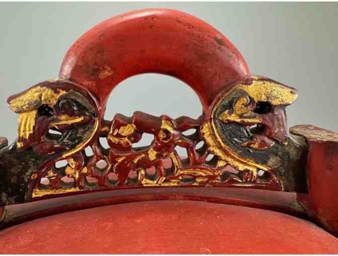 Red-Lacquered Antique Chinese Wedding Basket: Donated by Donna Ikeda, Honolulu