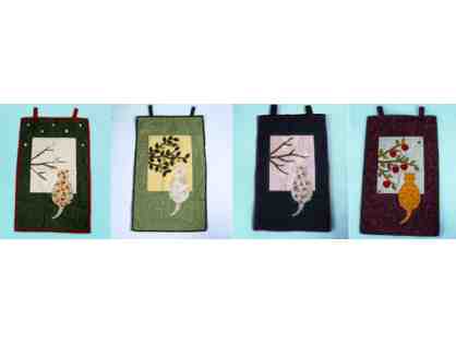 A Cat for all Seasons - Four Vintage Quilted Wall Hangings
