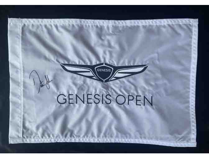 2017 Genesis Open Flag autographed by Dustin Johnson - Photo 1