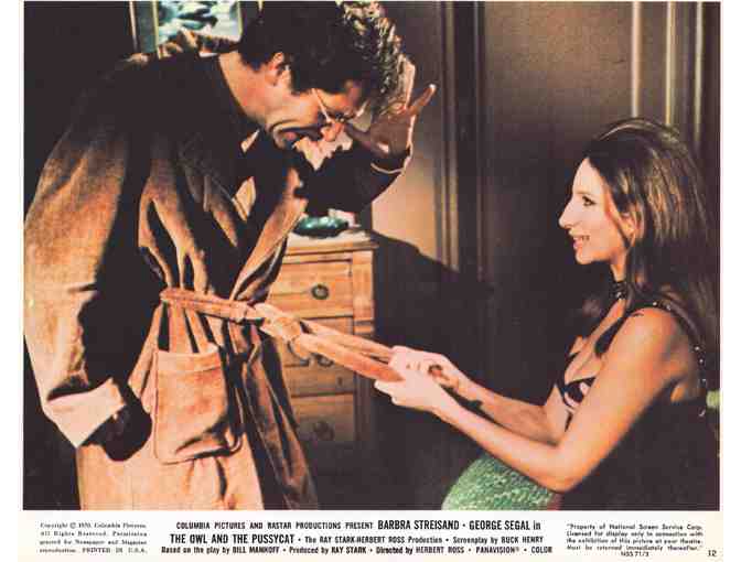 OWL AND THE PUSSYCAT, 1970, mini lobby cards, Barbra Streisand, George Segal