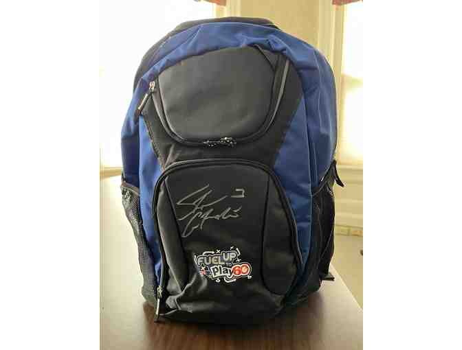 BUNDLE: Stephen Gostkowski FUTP60 Backpack with Unsigned Mini Helmet and Football