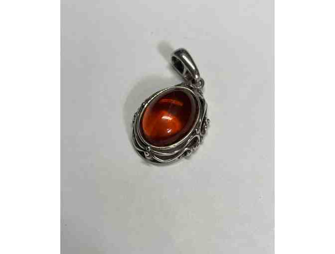 Yellow Amber Pendant set in Sterling Silver