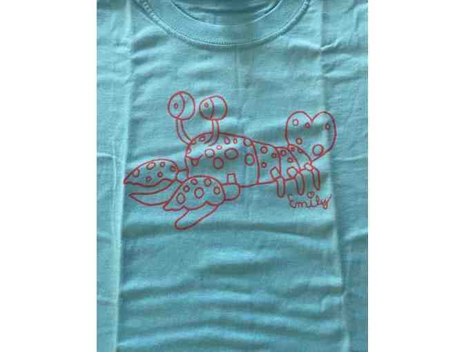 Light Blue T-Shirt with Lobster Design in Youth Small from Emily's Designs