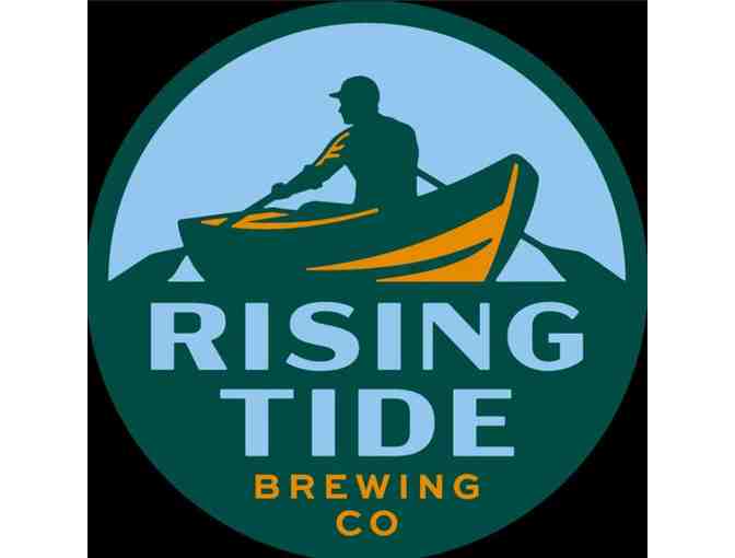 Pint glass, koozie, stickers, and $50 gift card from Rising Tide Brewing