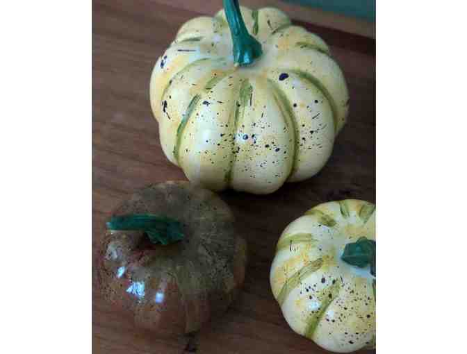 Painted Pumpkins - set of eight cream and aubergine