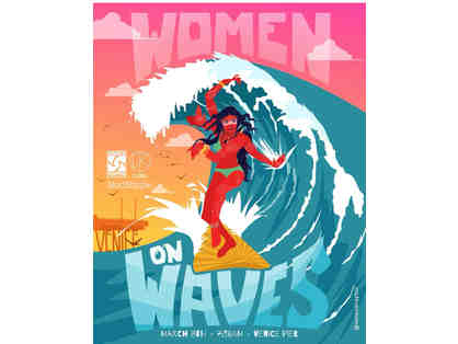 Framed poster of the Women on Waves signed by Veronica Velasquez