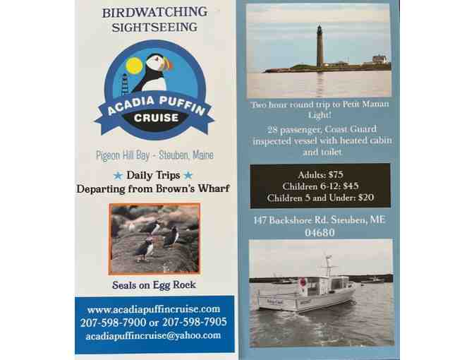 Acadia Puffin Cruise, Steuben, ME - $100 Gift Certificate