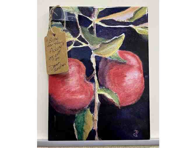 Dawna Gardner Watercolor Print on Tile, Apples "Ripe for the Picking" - Photo 1