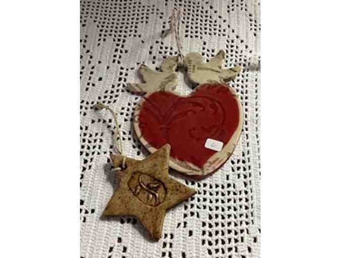 Dharwood Pottery, Winthrop, ME - Heart and Star Ornaments - Photo 1