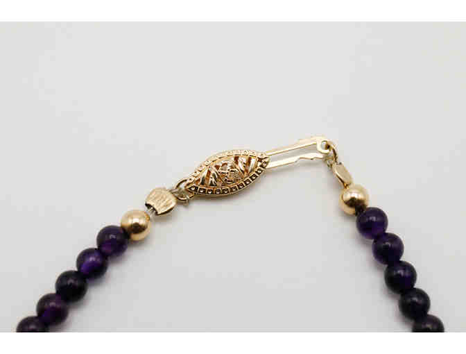 Amethyst and 14k Gold Bead Bracelet